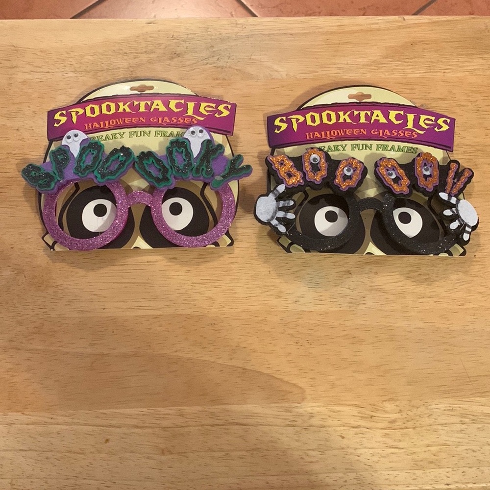 Spooktacles Glitter Novelty Glasses 2 Pair Purple and Black Costume Halloween